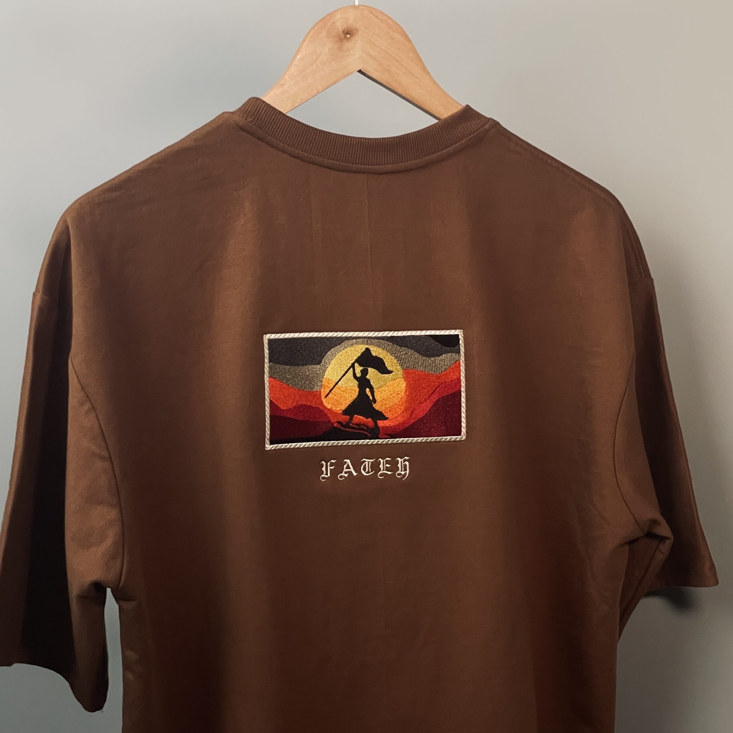 Fateh Embroidered TShirt – Khalsa Silhouette - Image 3